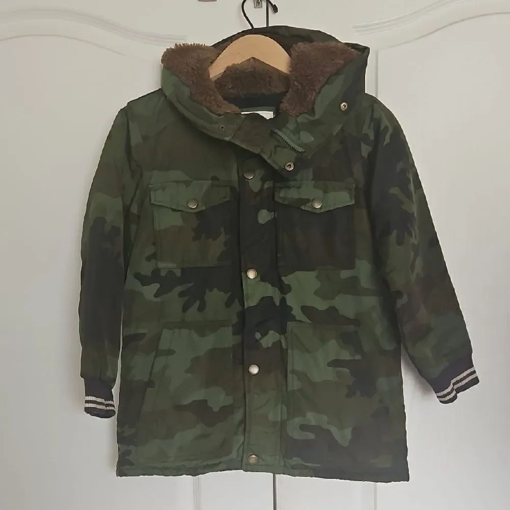 Crewcuts Green and Brown Puffer Jacket with Hood